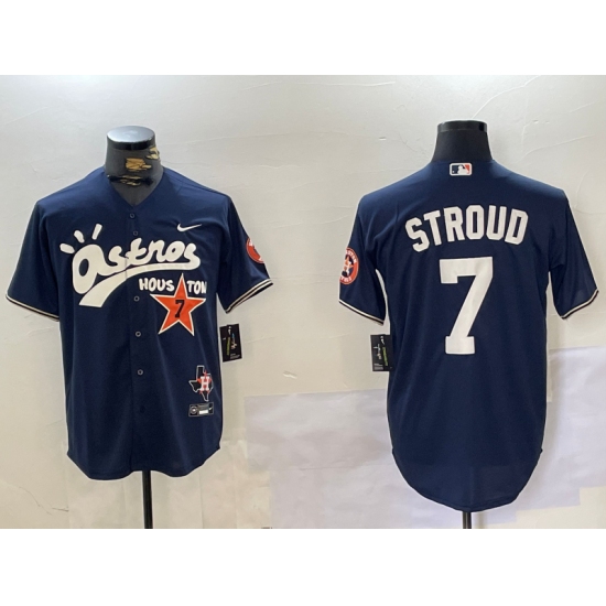 Men's Houston Astros #7 CJ Stroud Navy Cactus Jack Vapor Premier Stitched Baseball Jersey - Ujersey