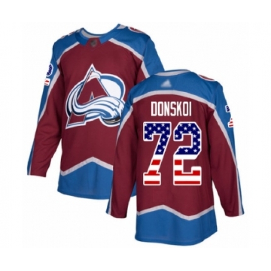 Youth Colorado Avalanche #72 Joonas Donskoi Authentic Burgundy Red USA Flag Fashion Hockey Jersey - Ujersey
