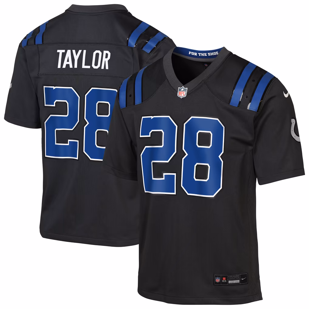 Youth Indianapolis Colts Jonathan Taylor Nike Anthracite 2026 Rivalries Collection Game Jersey - Ujersey