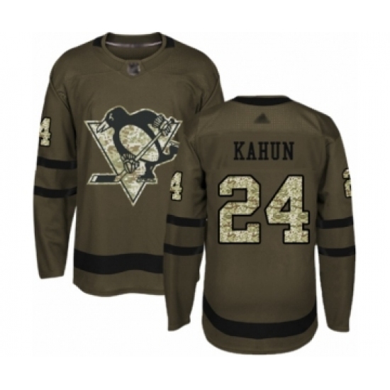 Men's Pittsburgh Penguins #24 Dominik Kahun Authentic Green Salute to Service Hockey Jersey - Ujersey