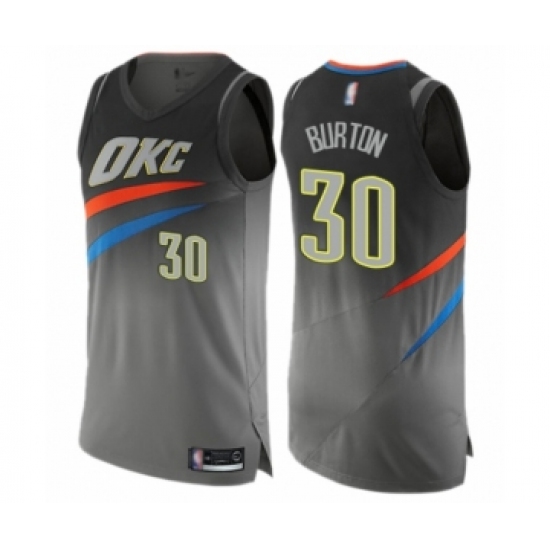 Men's Oklahoma City Thunder #30 Deonte Burton Authentic Gray Basketball Jersey - City Edition - Ujersey
