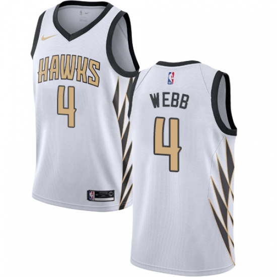 Men's Nike Atlanta Hawks #4 Spud Webb Swingman White NBA Jersey - City Edition - Ujersey