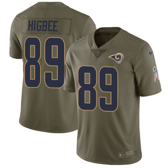 Men's Nike Los Angeles Rams #89 Tyler Higbee Limited Olive 2017 Salute to Service NFL Jersey - Ujersey