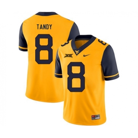 West Virginia Mountaineers 8 Keith Tandy Gold College Football Jersey - Ujersey
