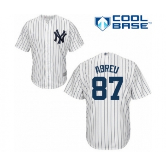 Youth New York Yankees #87 Albert Abreu Authentic White Home Baseball Player Jersey