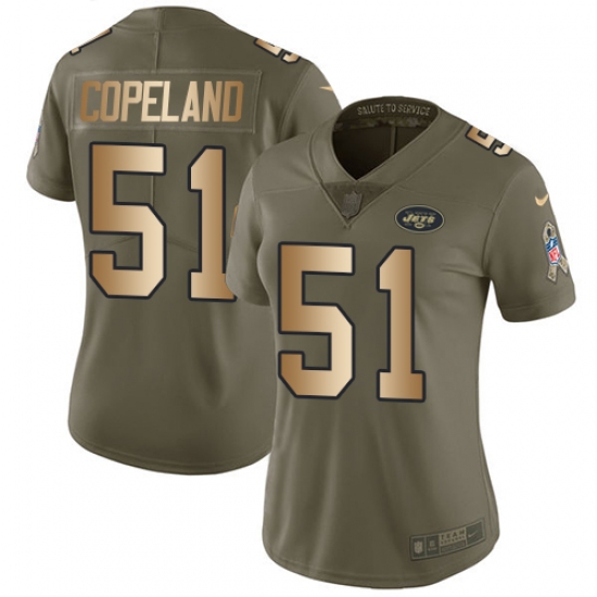 Women Nike New York Jets #51 Brandon Copeland Limited Olive Gold 2017 Salute to Service NFL Jersey - Ujersey