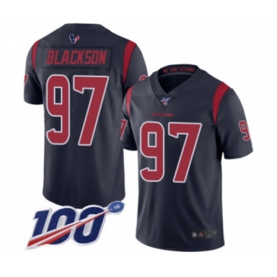 Men's Houston Texans #97 Angelo Blackson Limited Navy Blue Rush Vapor Untouchable 100th Season Football Jersey - Ujersey