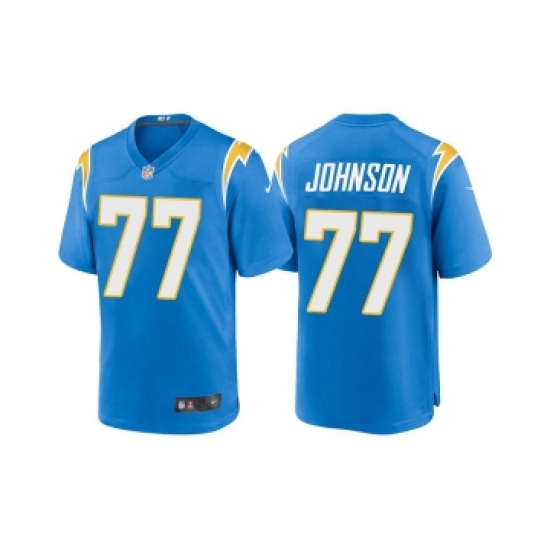 Men's Los Angeles Chargers #77 Zion Johnson Blue Limited Stitched Jersey - Ujersey