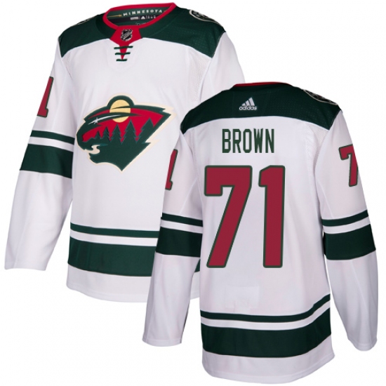 Men's Adidas Minnesota Wild #71 J T  Brown Authentic White Away NHL Jersey - Ujersey