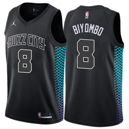 Men's Nike Jordan Charlotte Hornets #8 Bismack Biyombo Swingman Black NBA Jersey - City Edition - Ujersey