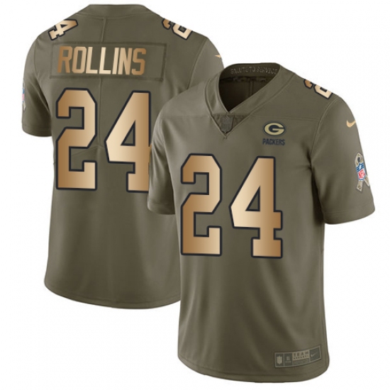 Men's Nike Green Bay Packers #24 Quinten Rollins Limited Olive/Gold 2017 Salute to Service NFL Jersey - Ujersey