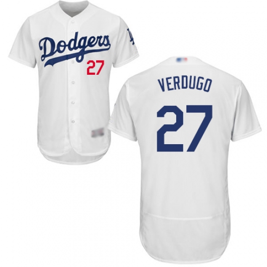 Men's Los Angeles Dodgers #27 Alex Verdugo White Flexbase Authentic Collection Stitched Baseball Jersey - Ujersey