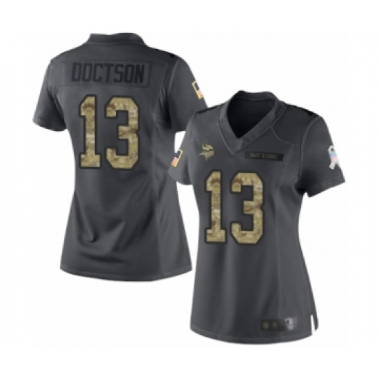 Women's Minnesota Vikings #13 Josh Doctson Limited Black 2016 Salute to Service Football Jersey - Ujersey