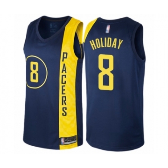 Men's Indiana Pacers #8 Justin Holiday Authentic Navy Blue Basketball Jersey - City Edition - Ujersey