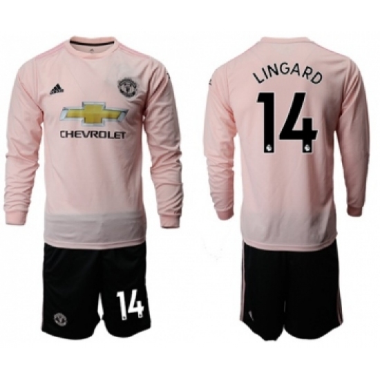 Manchester United #14 Lingard Away Long Sleeves Soccer Club Jersey