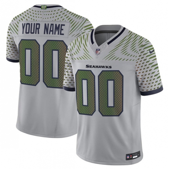 Men's Seattle Seahawks Active Player Custom Gray 2025 F.U.S.E. “Rivalries” Vapor Untouchable Limited Stitched Jersey - Ujersey