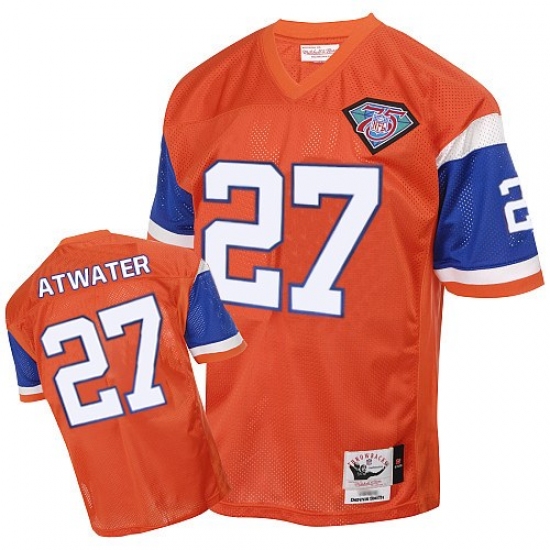 Mitchell And Ness Denver Broncos #27 Steve Atwater Orange With 75TH Patch Authentic Throwback NFL Jersey - Ujersey