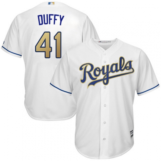 Youth Majestic Kansas City Royals #41 Danny Duffy Authentic White Home Cool Base MLB Jersey - Ujersey