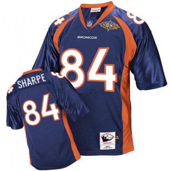 Mitchell And Ness Denver Broncos #84 Shannon Sharpe Navy Blue Super Bowl Authentic Throwback NFL Jersey - Ujersey