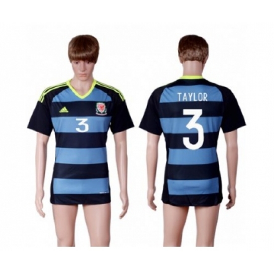 Wales #3 Taylor Away Soccer Country Jersey
