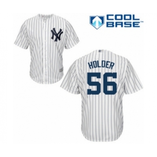Youth New York Yankees #56 Jonathan Holder Authentic White Home Baseball Player Jersey - Ujersey