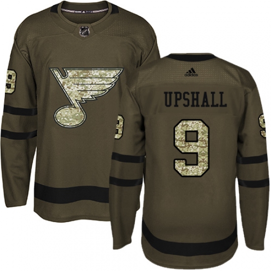 Men's Adidas St. Louis Blues #9 Scottie Upshall Premier Green Salute to Service NHL Jersey - Ujersey