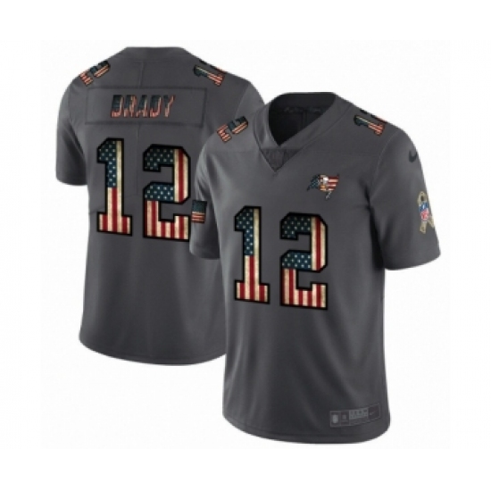 Men's Tampa Bay Buccaneers #12 Tom Brady Limited Black USA Flag 2019 Salute To Service Football Jersey - Ujersey