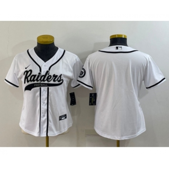 Youth Las Vegas Raiders Blank White With Patch Cool Base Stitched Baseball Jersey - Ujersey