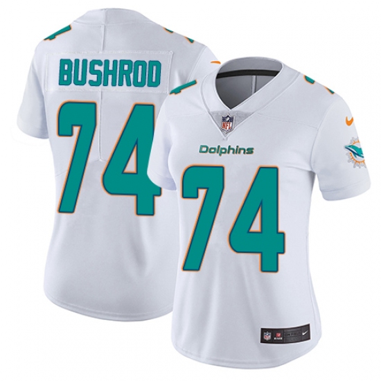 Women's Nike Miami Dolphins #74 Jermon Bushrod White Vapor Untouchable Limited Player NFL Jersey - Ujersey