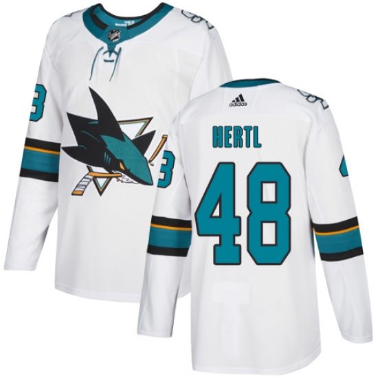 Men's Adidas San Jose Sharks #48 Tomas Hertl White Road Authentic Stitched NHL Jersey - Ujersey