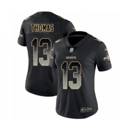 Women's New Orleans Saints #13 Michael Thomas Limited Black Smoke Fashion Football Jersey - Ujersey