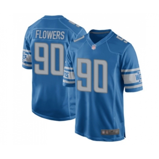 Men's Detroit Lions #90 Trey Flowers Game Blue Team Color Football Jersey - Ujersey