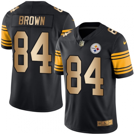 Men's Nike Pittsburgh Steelers #84 Antonio Brown Limited Black/Gold Rush NFL Jersey - Ujersey