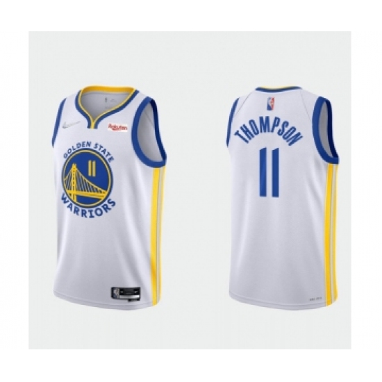 Men's Golden State Warriors #11 Klay Thompson 2022 White 75th Anniversary Stitched Jersey