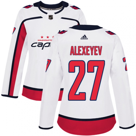 Women's Adidas Washington Capitals #27 Alexander Alexeyev Authentic White Pink Fashion NHL Jersey - Ujersey
