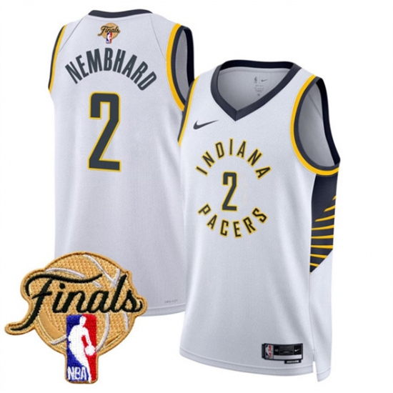 Men's Indiana Pacers #2 Andrew Nembhard White 2025 Finals Association Edition Stitched Basketball Jersey - Ujersey