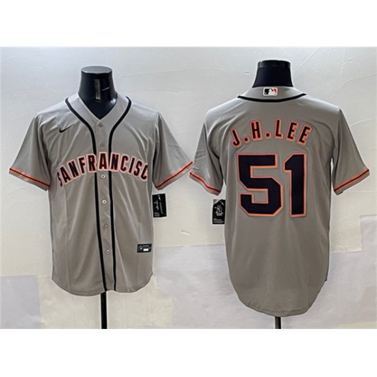 Men's San Francisco Giants #51 Jung Hoo Lee Gray Cool Base Stitched Baseball Jersey - ujerseystore