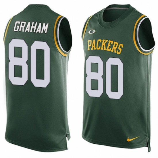 Men's Nike Green Bay Packers #80 Jimmy Graham Limited Green Player Name & Number Tank Top NFL Jersey - Ujersey
