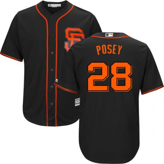Youth Majestic San Francisco Giants #28 Buster Posey Replica Black Alternate Cool Base MLB Jersey - Ujersey