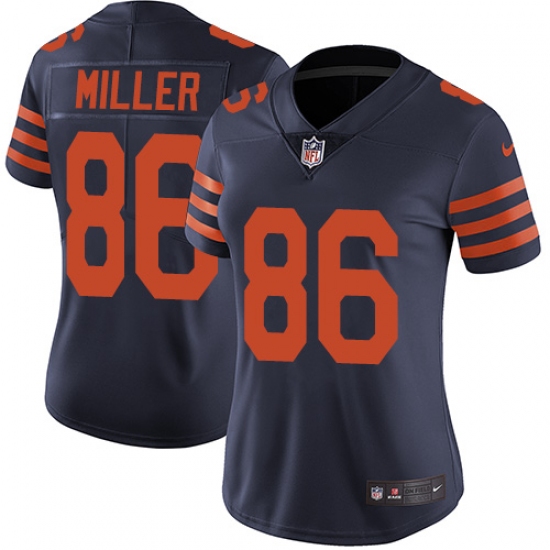 Women's Nike Chicago Bears #86 Zach Miller Navy Blue Alternate Vapor Untouchable Limited Player NFL Jersey