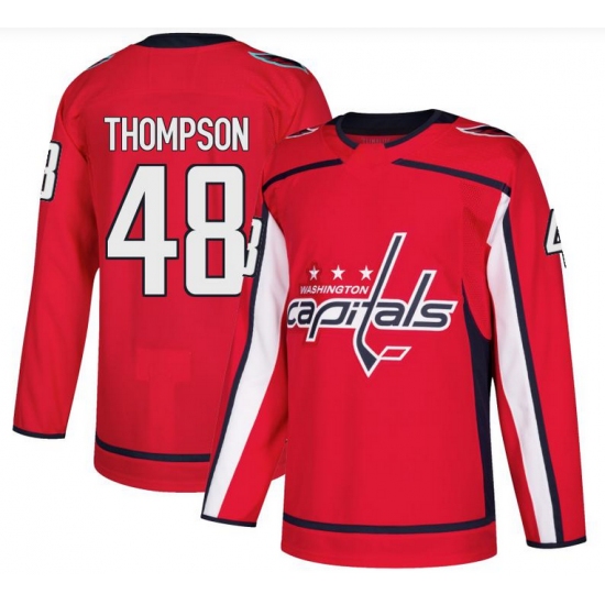 Men's Washington Capitals #48 Logan Thompson Authentic Red Home Jersey - Ujersey