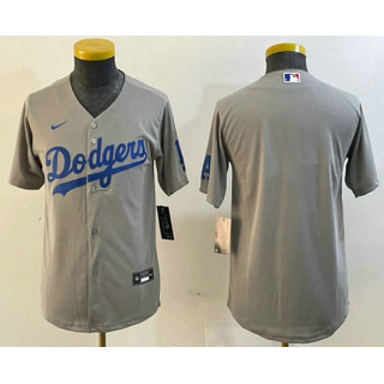 Youth Los Angeles Dodgers Blank Gray Cool Base Jersey - Ujersey