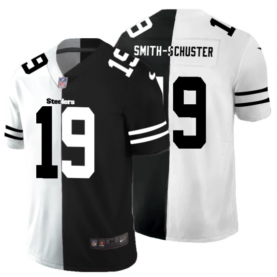 Men's Pittsburgh Steelers #19 JuJu Smith-Schuster Black White Limited Split Fashion Football Jersey - Ujersey