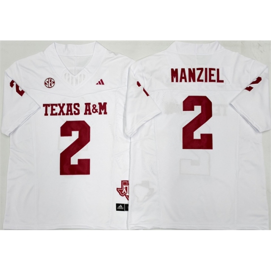Men's Texas A&M Aggies Lions #2 Johnny Manziel White F.U.S.E. Stitched Jersey