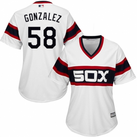 Women's Majestic Chicago White Sox #58 Miguel Gonzalez Replica White 2013 Alternate Home Cool Base MLB Jersey - Ujersey