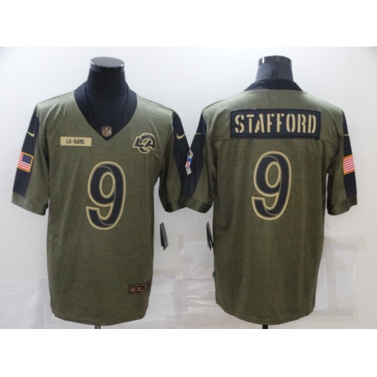Men's Los Angeles Rams #9 Matthew Stafford Nike Olive 2021 Salute To Service Limited Player Jersey - Ujersey