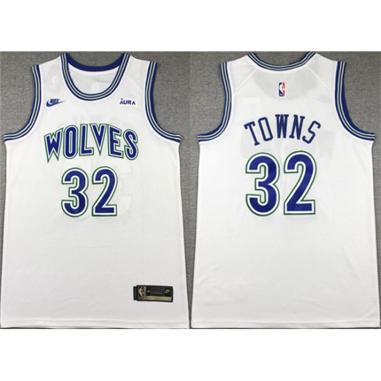 Men's Minnesota Timberwolves #32 Karl-Anthony Towns White City Edition Stitched Jersey - Ujersey