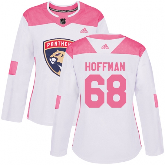 Women's Adidas Florida Panthers #68 Mike Hoffman Authentic White Pink Fashion NHL Jersey - Ujersey