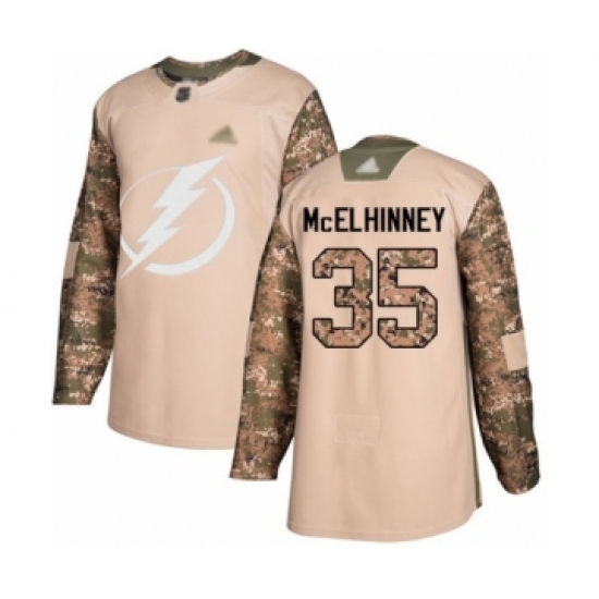 Youth Tampa Bay Lightning #35 Curtis McElhinney Authentic Camo Veterans Day Practice Hockey Jersey - Ujersey