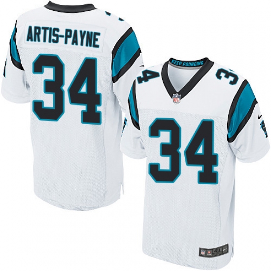 Men's Nike Carolina Panthers #34 Cameron Artis-Payne Elite White NFL Jersey - Ujersey